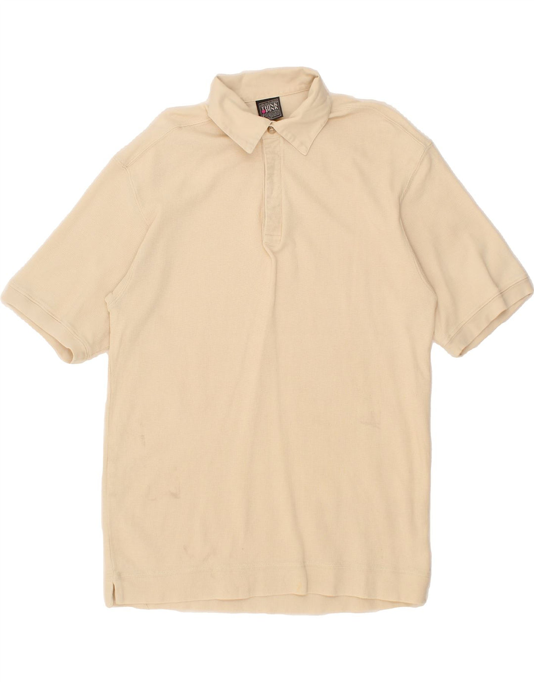 THINK PINK Mens Polo Shirt Small Beige Vintage Think Pink and Second-Hand Think Pink from Messina Hembry 