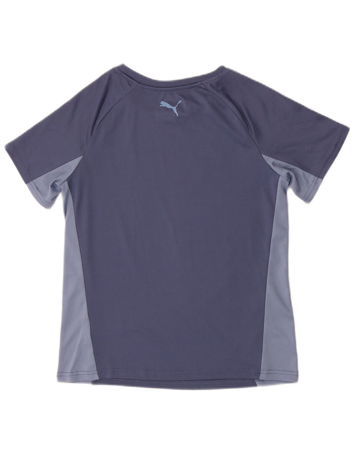 Женская футболка с рисунком Puma Top UK 12, средний синий цвет, полиэстер с цветными блоками
