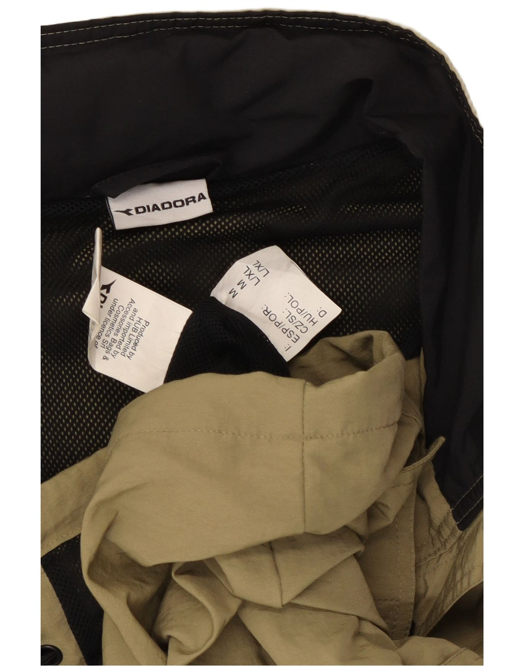 Мужская дождевик Diadora с капюшоном UK 40, большой цвет хаки, полиамид