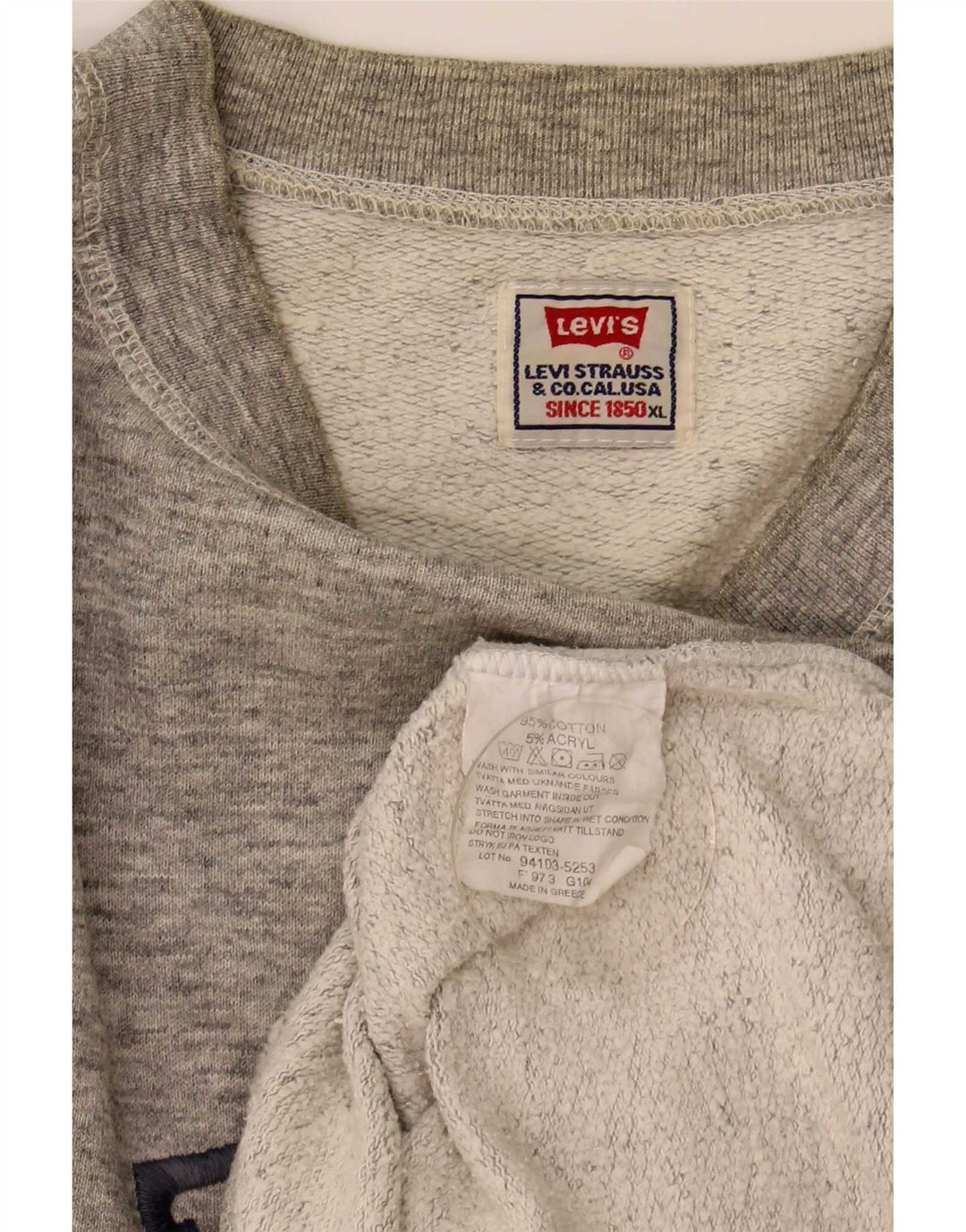 Мужской свитшот с рисунком Levi's, XL, серый хлопок с крапинками