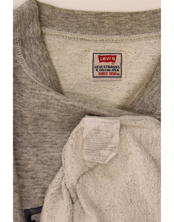 Мужской свитшот с рисунком Levi's, XL, серый хлопок с крапинками