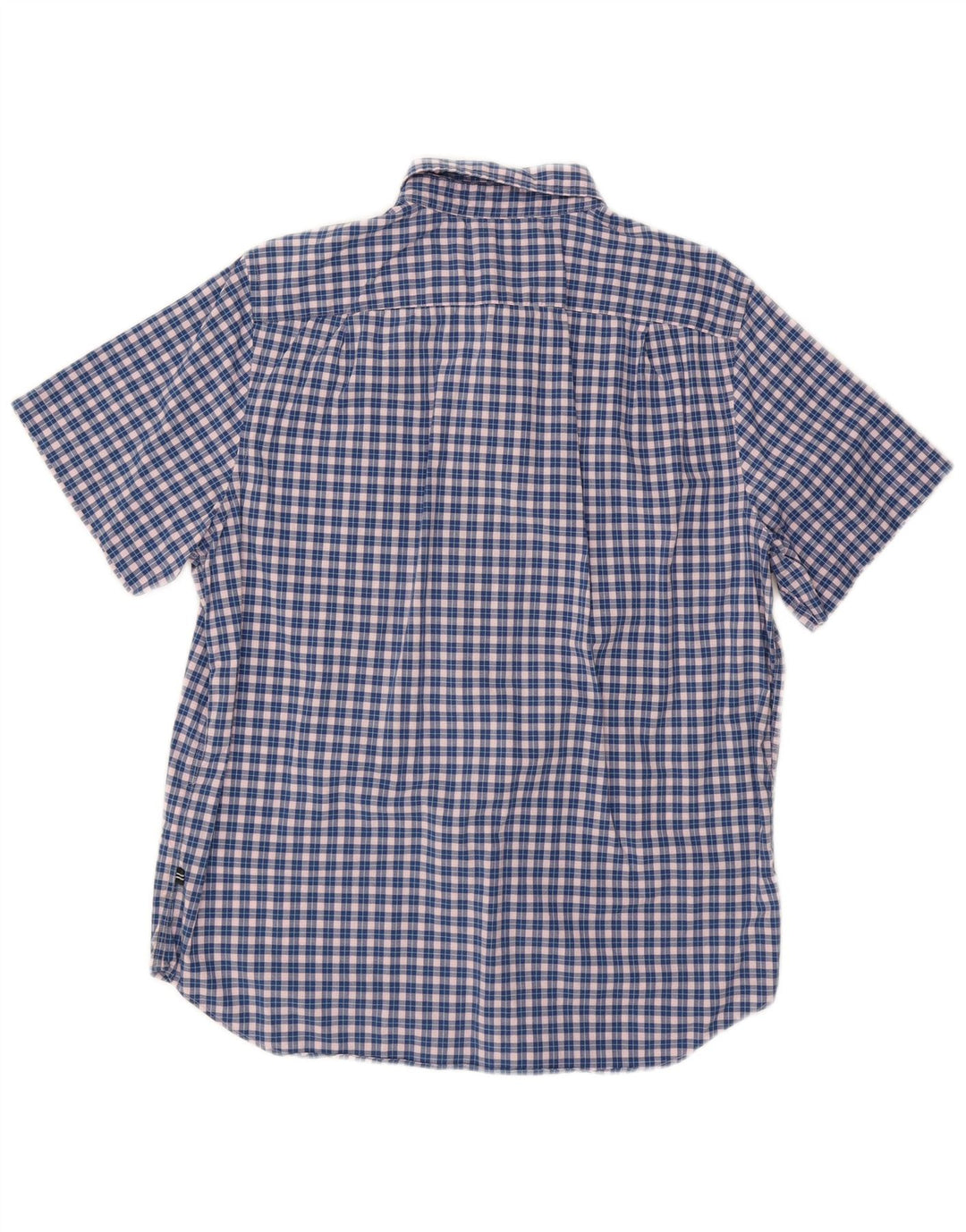 NAUTICA Mens Classic Fit Short Sleeve Shirt Medium Blue Check Cotton