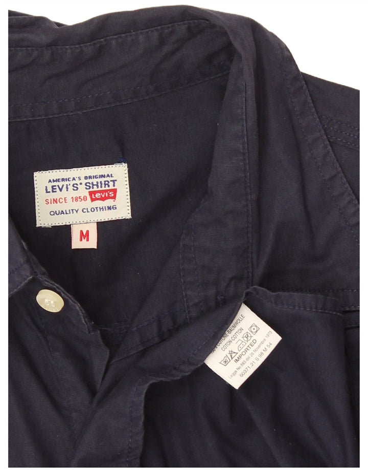 Мужская рубашка с коротким рукавом Levi's, темно-синяя, хлопковая, среднего размера