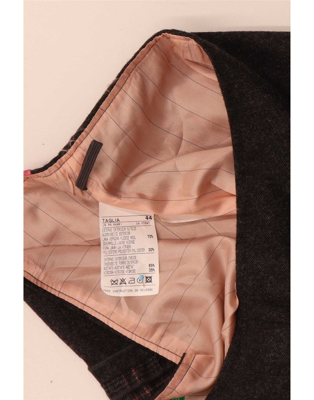 Женская мини-юбка Benetton IT 44 Medium W30 Серая клетка из натуральной шерсти