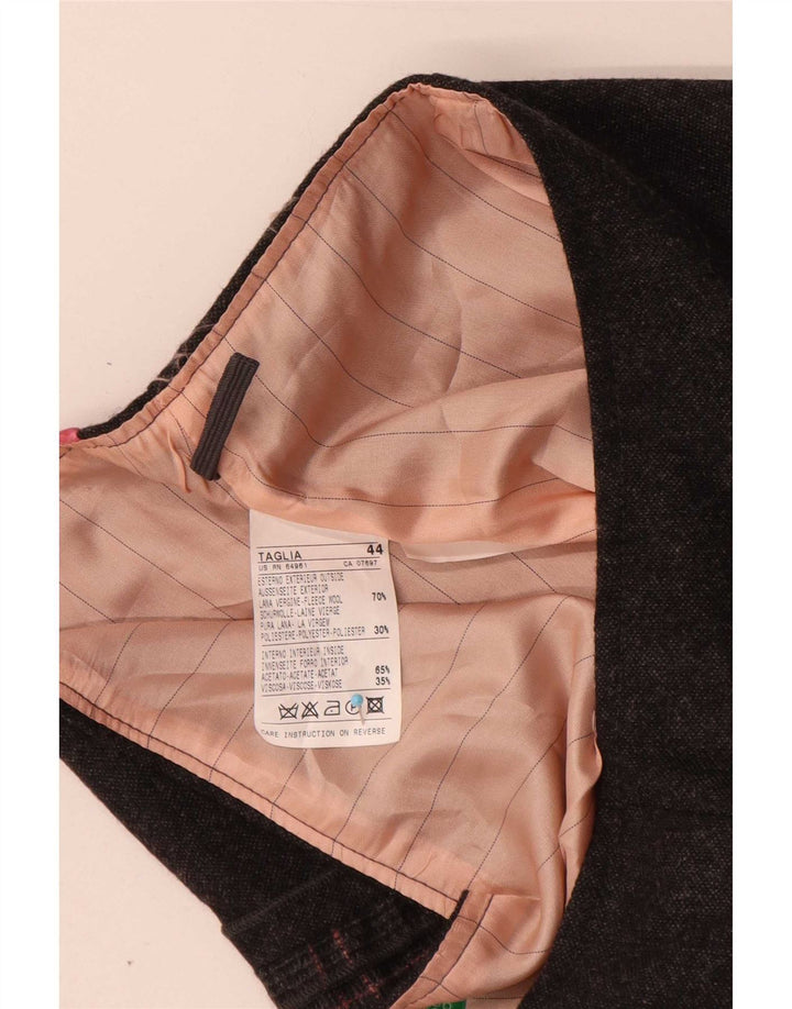 Женская мини-юбка Benetton IT 44 Medium W30 Серая клетка из натуральной шерсти