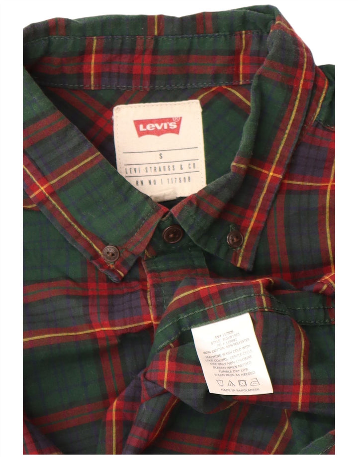 Мужская рубашка Levi's, маленькая зеленая клетка, хлопок