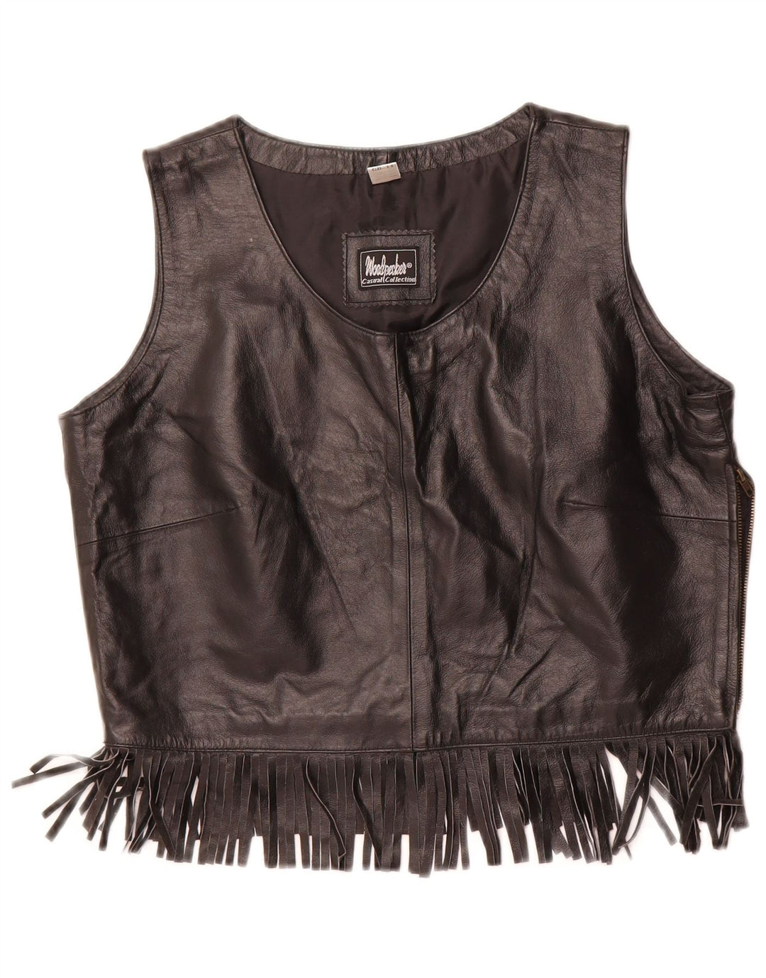 Женский укороченный топ WOODPECKER Casual Collection EU 42, средний черный кожаный