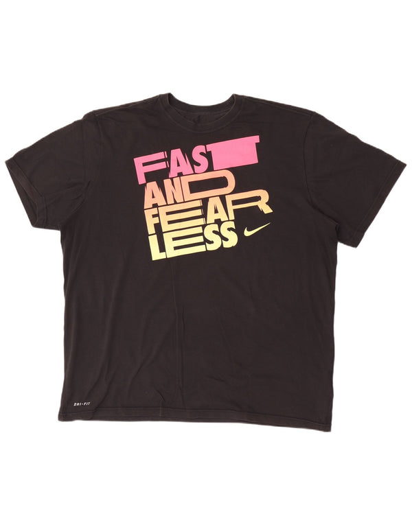 Мужская футболка с рисунком Nike Dri Fit 2XL, черный хлопок