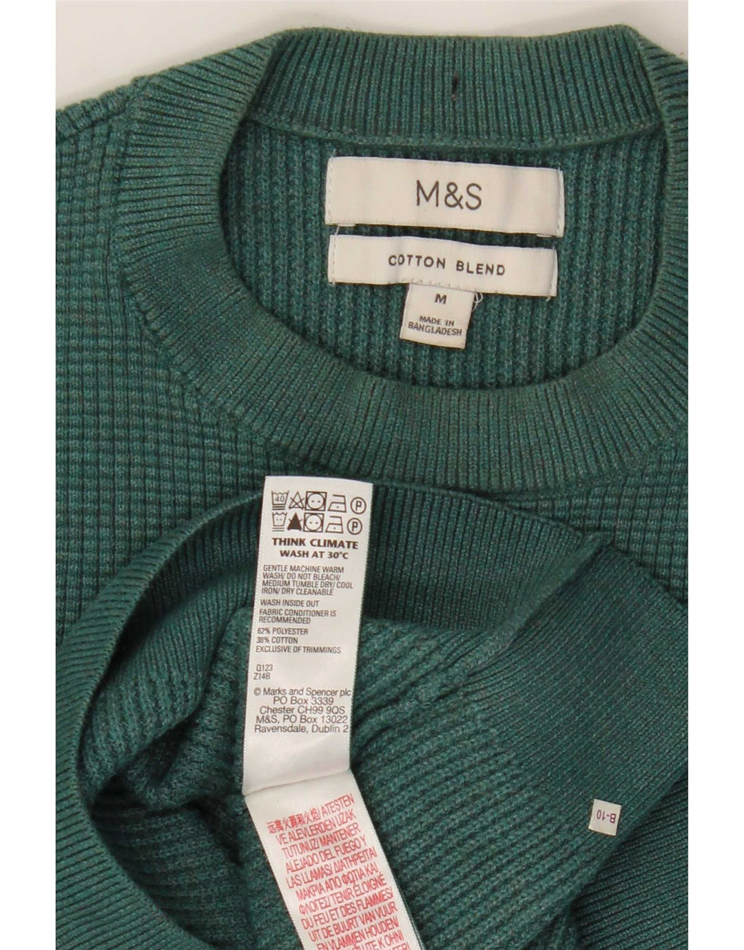 Мужской джемпер с круглым вырезом Marks & Spencer, средний зеленый полиэстер