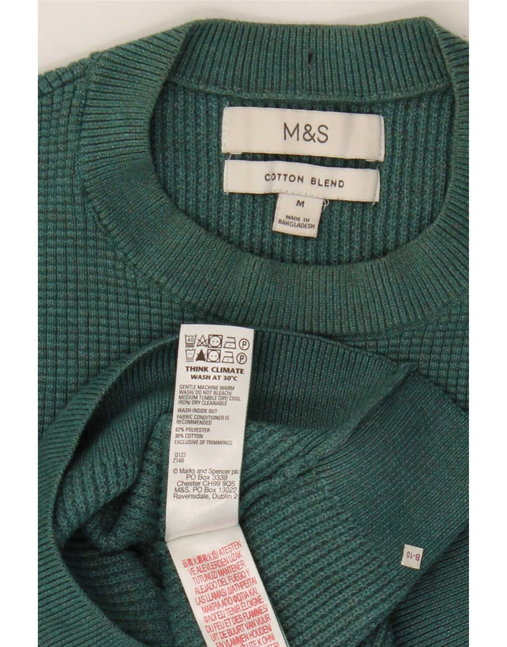 Мужской джемпер с круглым вырезом Marks & Spencer, средний зеленый полиэстер