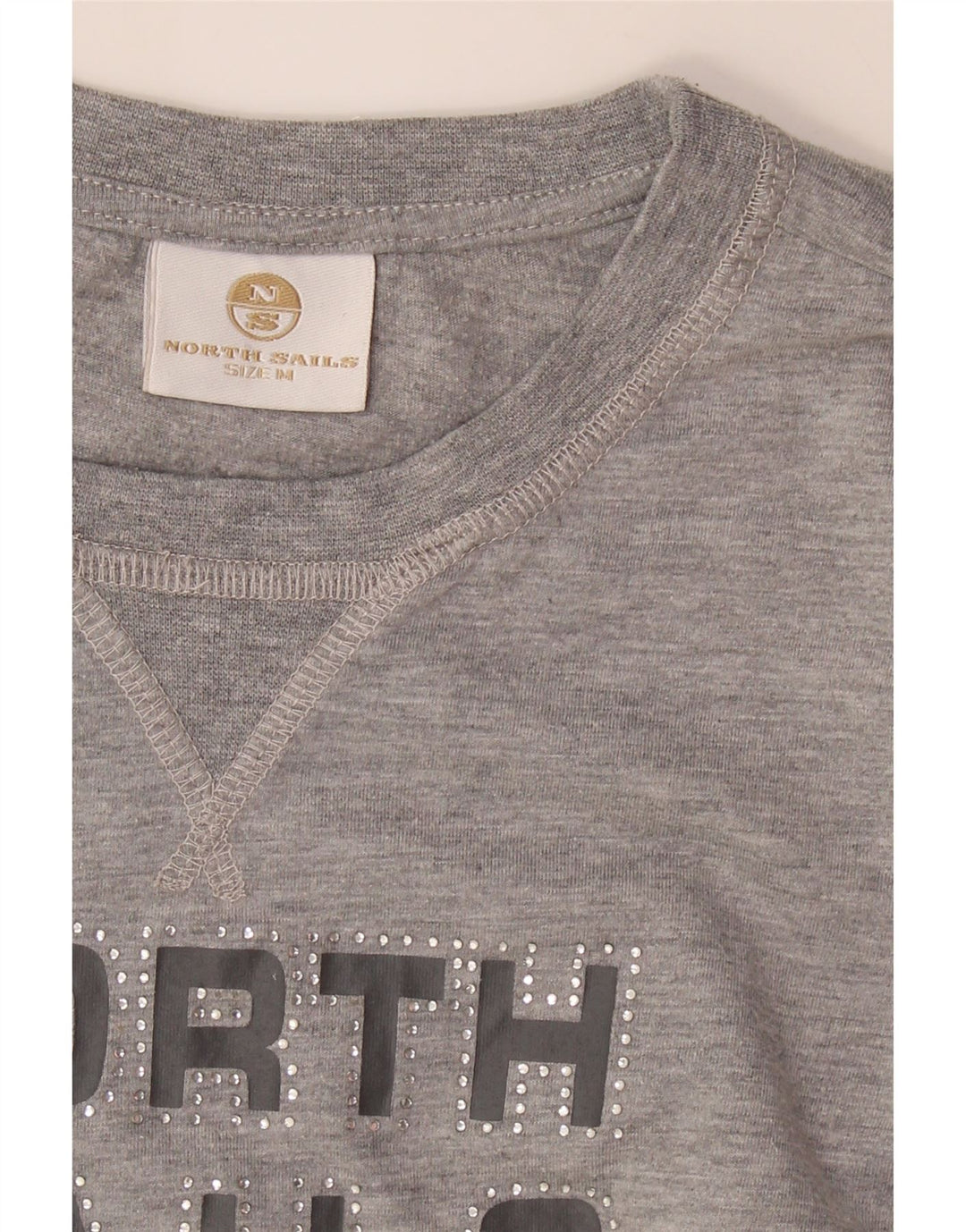 NORTH SAILS Womens Graphic Top Long Sleeve UK 12 Medium Grey Vintage North Sails and Second-Hand North Sails from Messina Hembry 