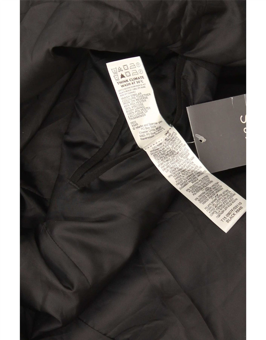 Мужской пиджак на двух пуговицах Marks & Spencer, размер 44 XL, черный полиэстер