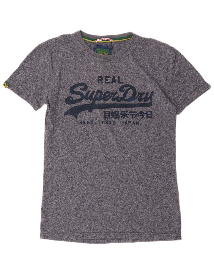 SUPERDRY Мужская футболка с рисунком, маленькая синяя хлопковая футболка с крапинками