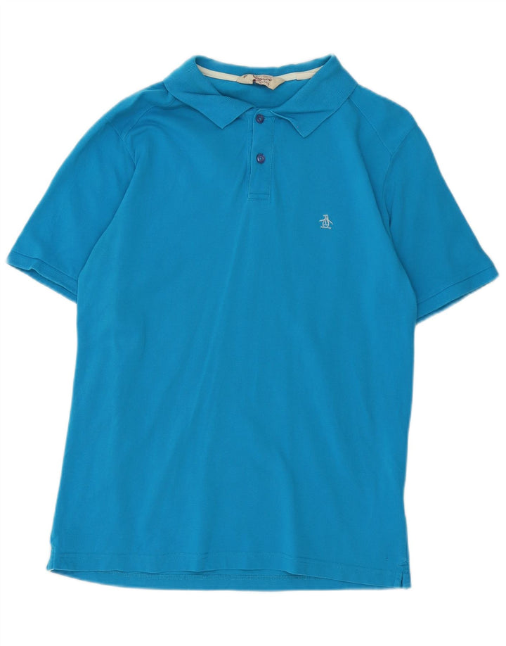Мужская рубашка поло Penguin Heritage Slim Fit, хлопковая, среднего синего цвета