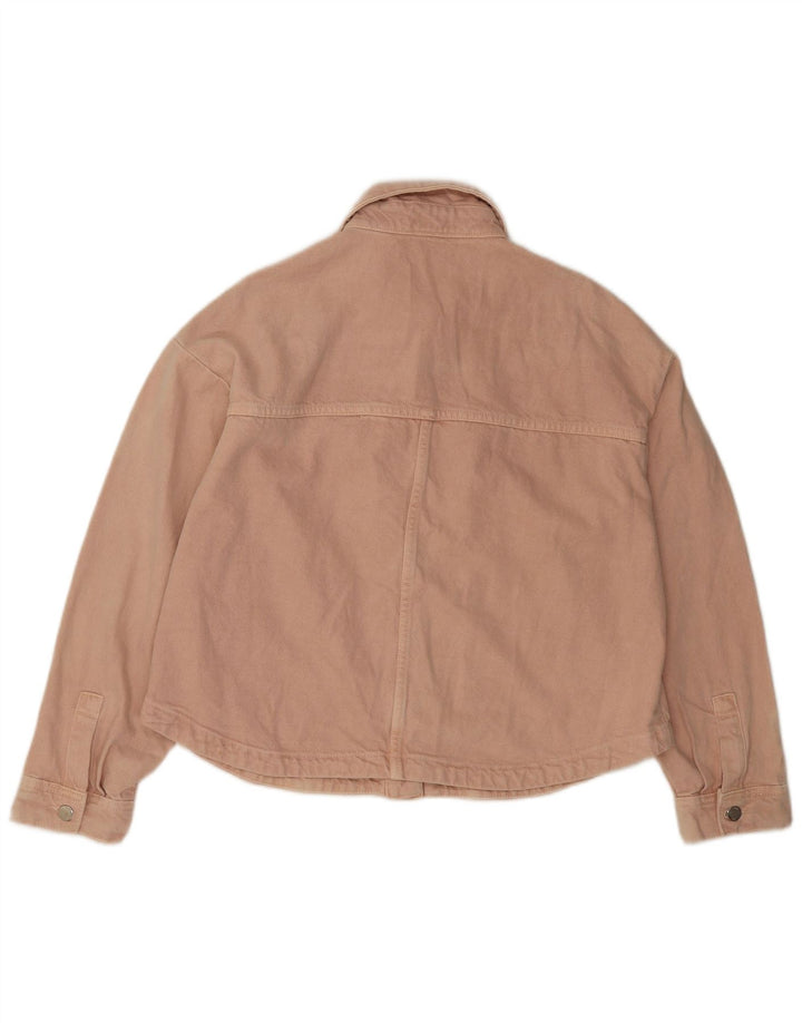 Женская джинсовая куртка оверсайз Zara UK 14, хлопок среднего розового цвета