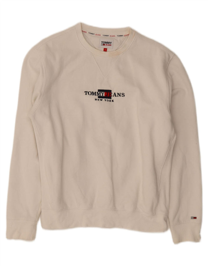 Мужской свитшот с рисунком Tommy Hilfiger, маленький белый хлопковый джемпер