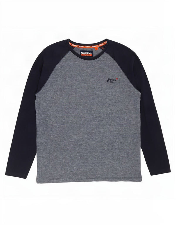 Мужской топ Superdry с длинным рукавом 2XL, синий, хлопок с цветными блоками