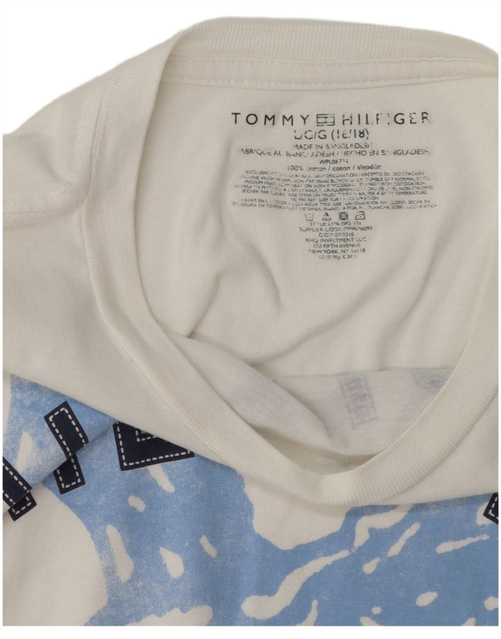 TOMMY HILFIGER Boys Graphic Top Long Sleeve 15-16 Years Large White