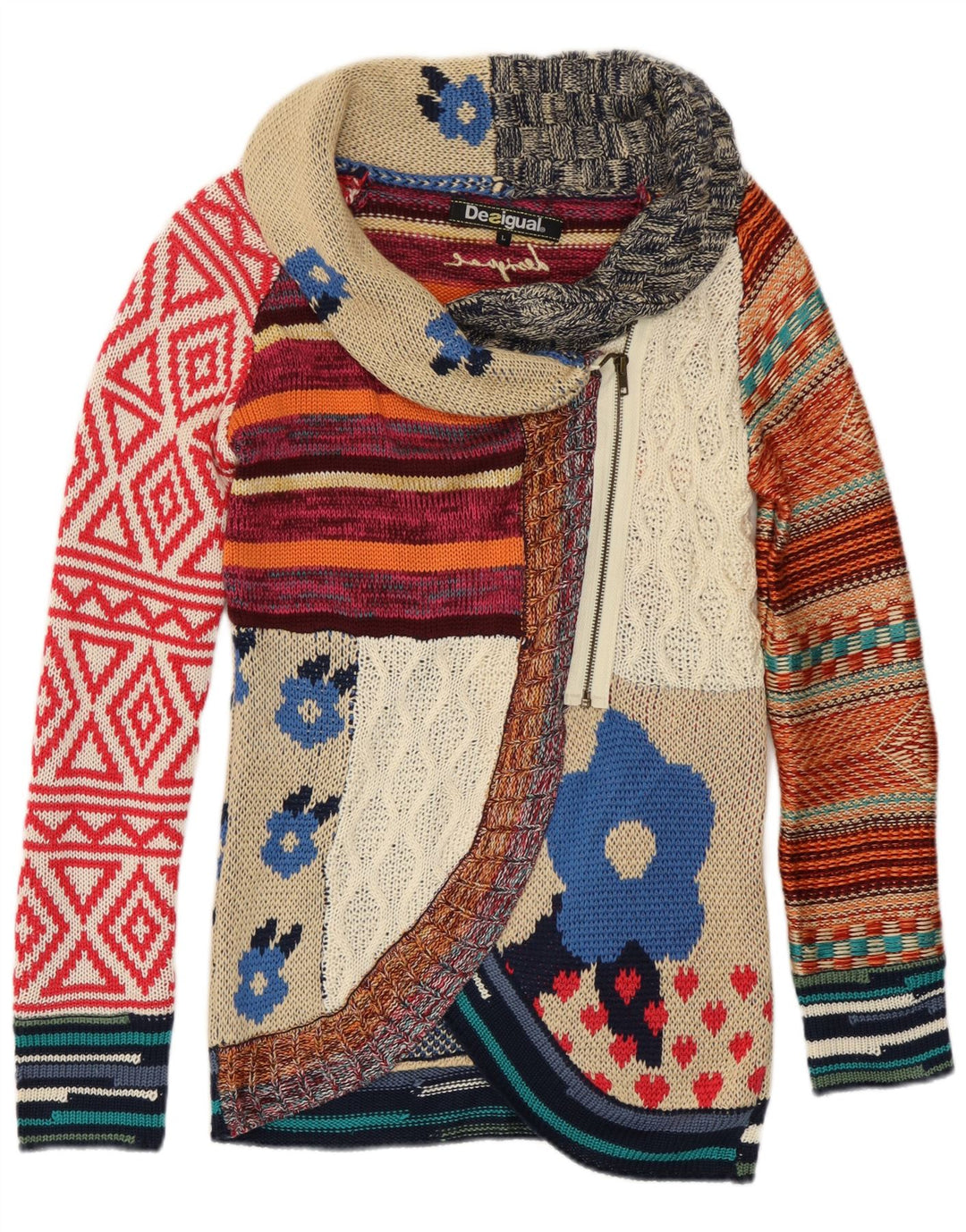 Женский кардиган Desigual UK 14, большой разноцветный пэчворк