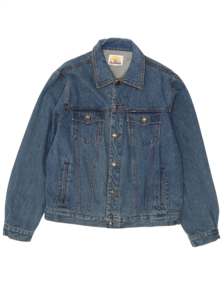 Винтажная мужская джинсовая куртка UK 42 XL, синяя хлопковая классика