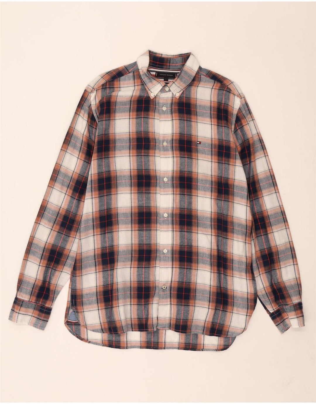 Мужская фланелевая рубашка Tommy Hilfiger в крупную разноцветную клетку из хлопка