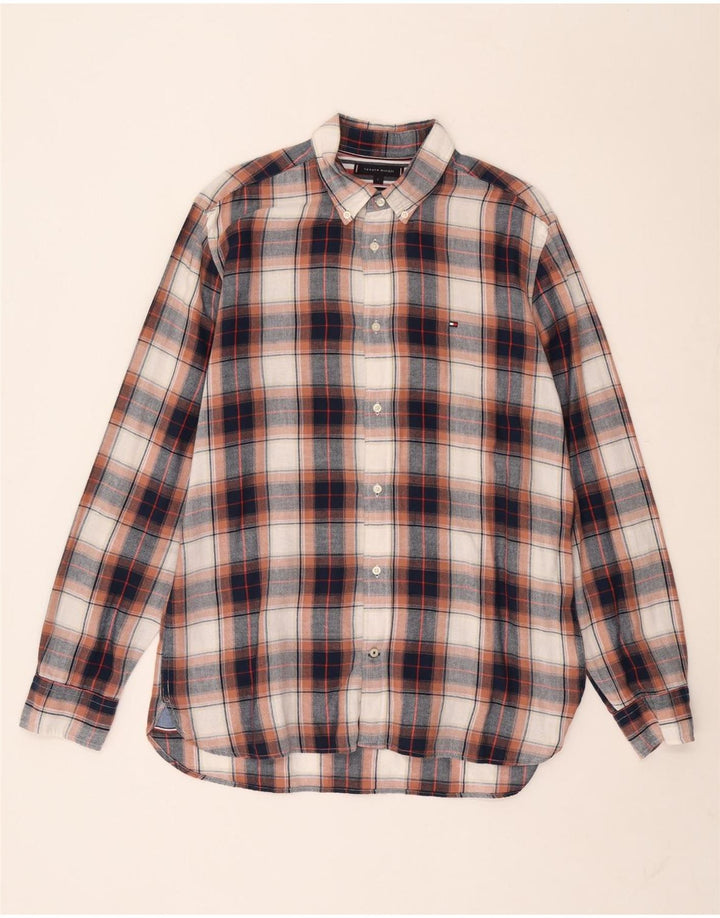 Мужская фланелевая рубашка Tommy Hilfiger в крупную разноцветную клетку из хлопка