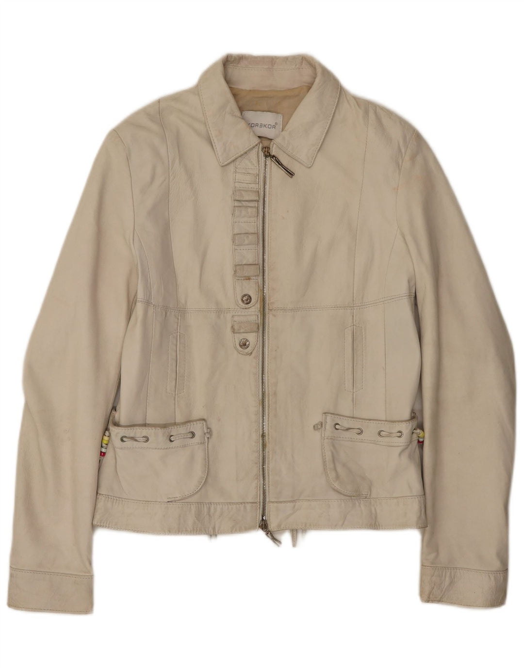 Kor@Kor Женская кожаная куртка IT 48 XL Off White Leather