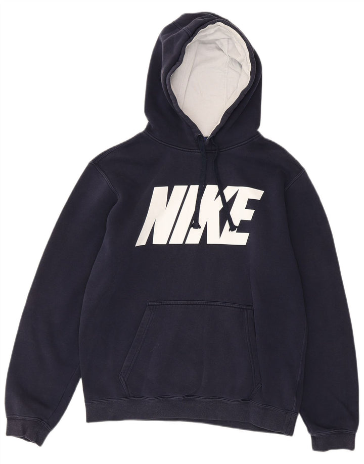 Мужской джемпер с капюшоном с графическим рисунком Nike, средний темно-синий, хлопковый