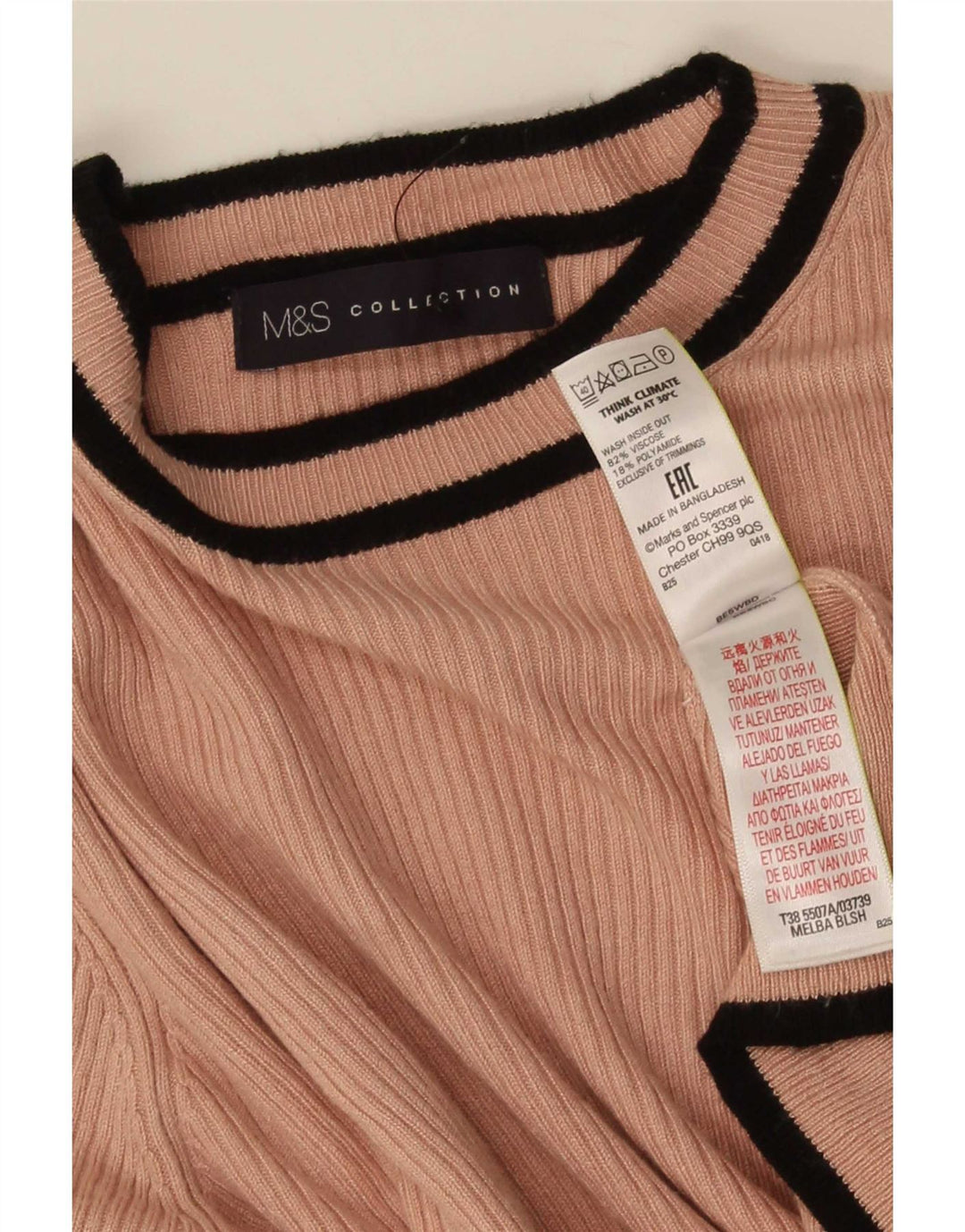Женская блузка Marks & Spencer Top UK 14, большая вискоза в розовую полоску