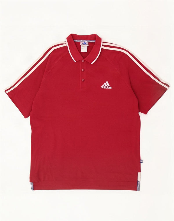 Мужская рубашка-поло Adidas UK 40/42, средний бордовый хлопок, хлопок
