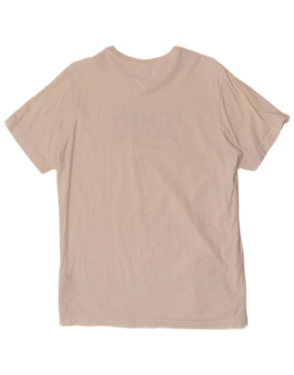 Tommy Hilfiger Mens Graphic T-Shirt Top Medium White Cotton
