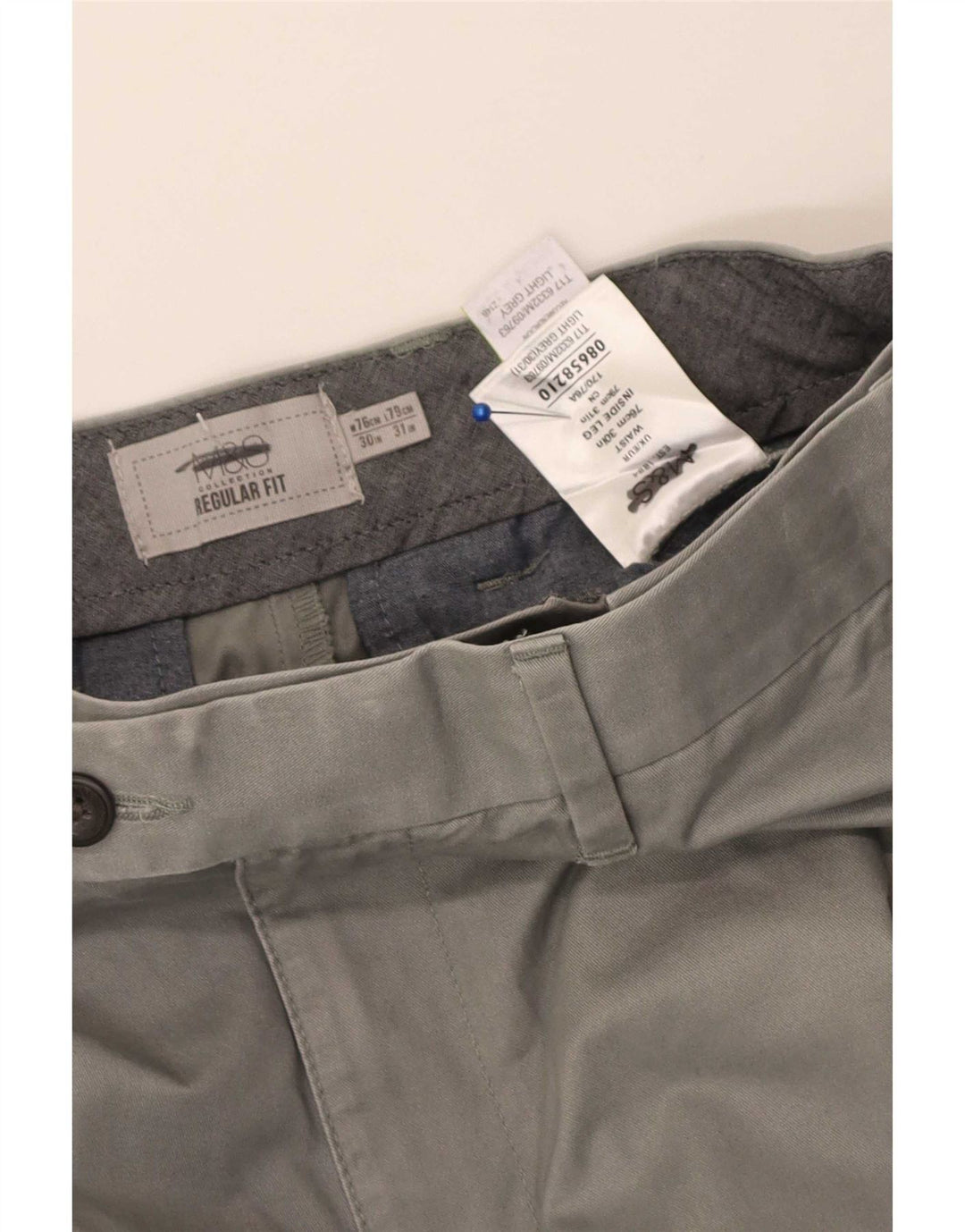 Мужские костюмные брюки стандартного кроя Marks & Spencer W30 L31 серые, хлопковые