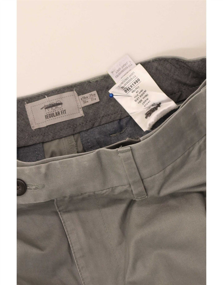 Мужские костюмные брюки стандартного кроя Marks & Spencer W30 L31 серые, хлопковые