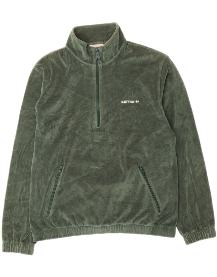 Мужской свитшот с воротником на молнии Carhartt, маленький зеленый хлопковый джемпер