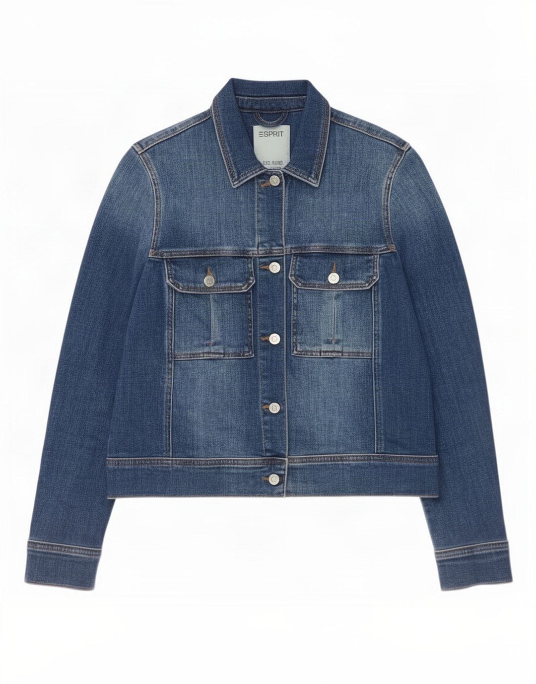 Женская джинсовая куртка Esprit UK 12, хлопок среднего синего цвета