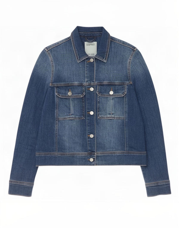 Женская джинсовая куртка Esprit UK 12, хлопок среднего синего цвета