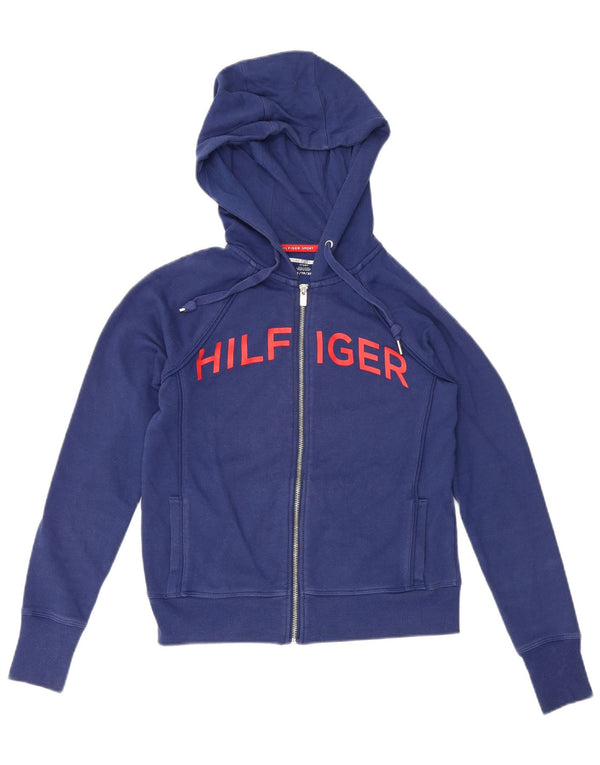 Женский свитер с капюшоном на молнии с графическим рисунком Tommy Hilfiger UK 6 XS, темно-синий, хлопок