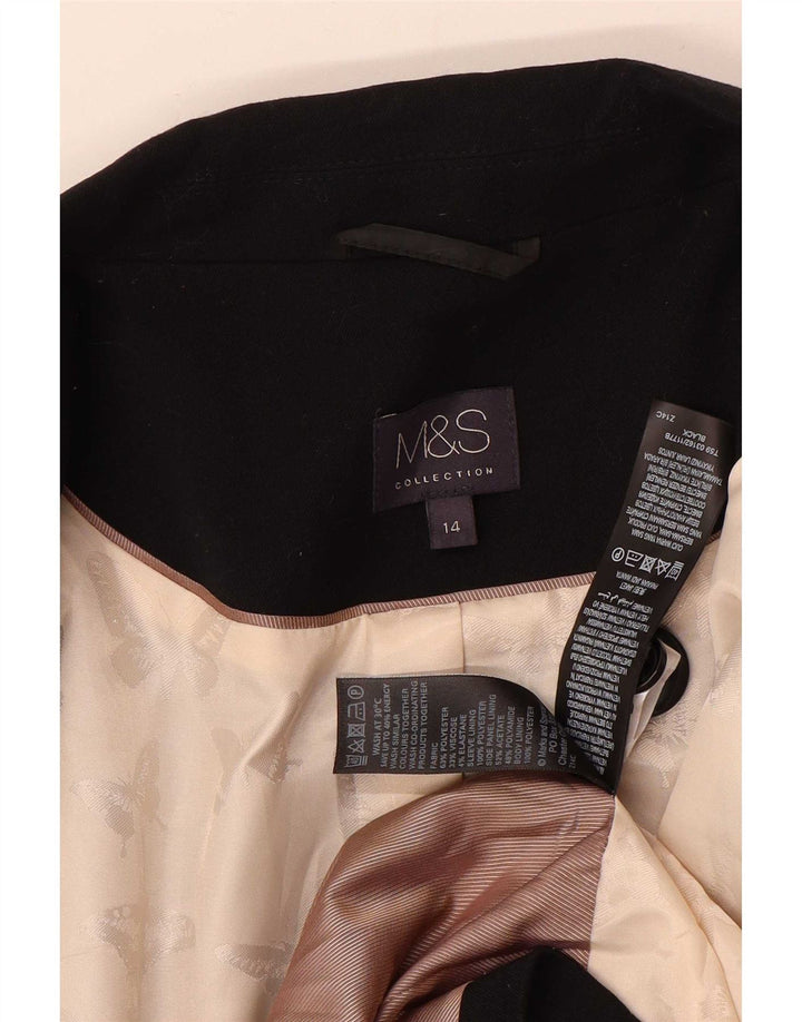 Женский пиджак на 1 пуговице Marks & Spencer UK 14, средний черный полиэстер
