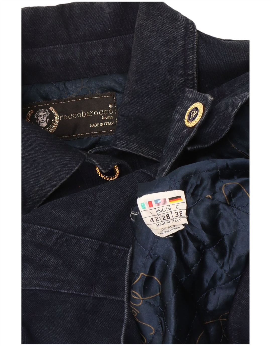 Женская джинсовая куртка Roccobarocco IT 42 Medium Navy Blue Cotton