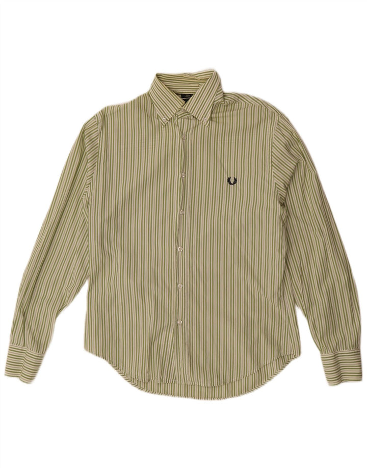 Мужская рубашка узкого кроя Fred Perry в тонкую полоску среднего зеленого цвета
