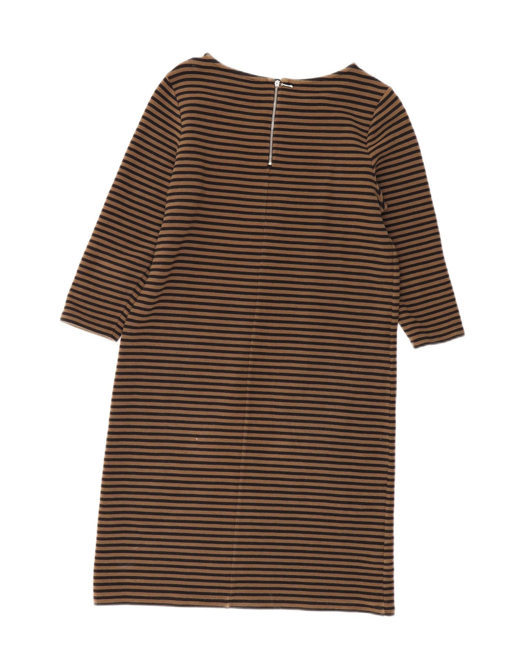 LAURA ASHLEY Женское платье прямого кроя с рукавом 3/4, Великобритания 12, средний бежевый в полоску