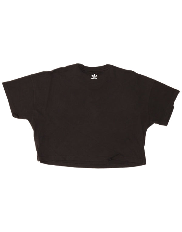 Женская укороченная футболка с рисунком Adidas Oversized Top UK 12, средний черный хлопок