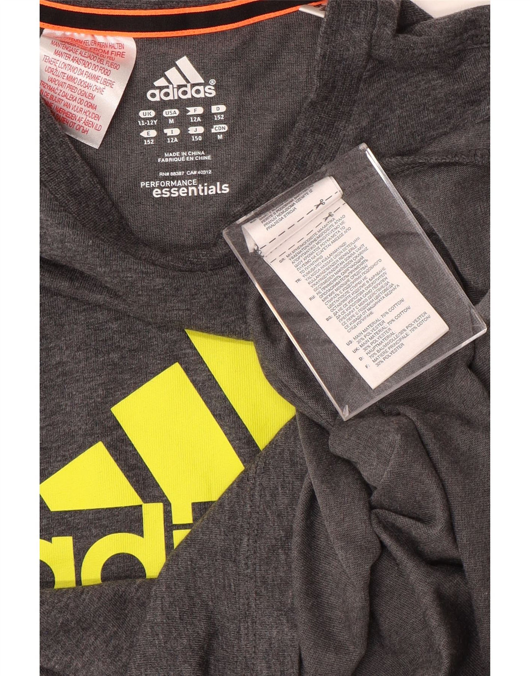 Футболка Adidas с рисунком для мальчиков, топ 11-12 лет, серый хлопок