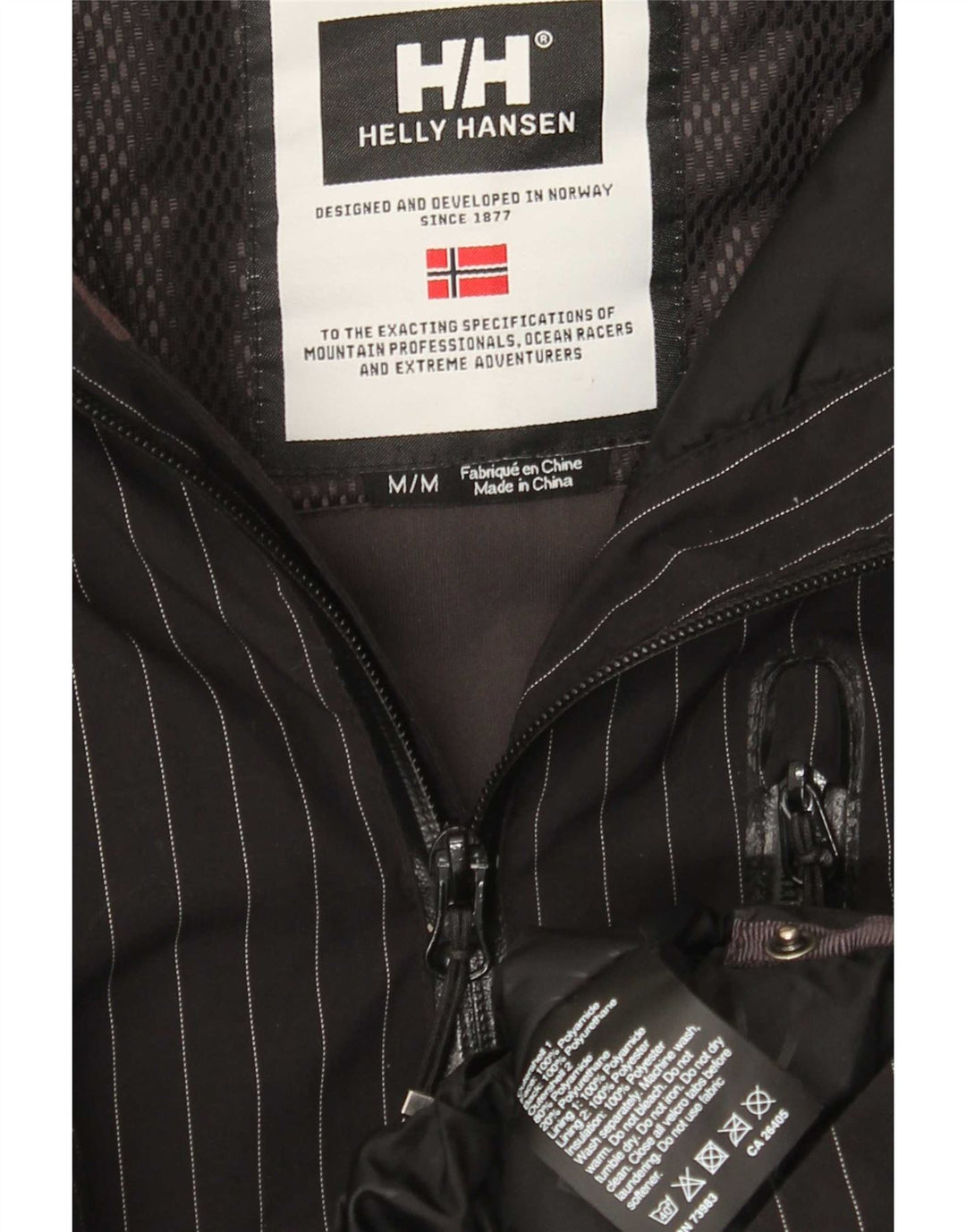 Мужская дождевик с капюшоном Helly Hansen UK 38, средний черный в полоску