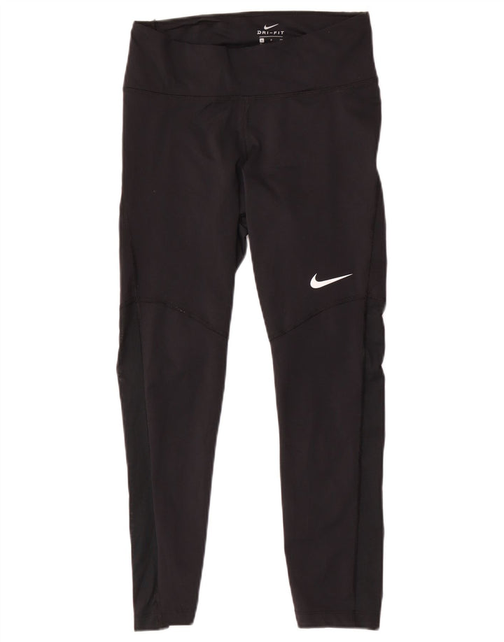 Женские укороченные леггинсы Nike Dri Fit UK 8, маленькие черные полиэстер