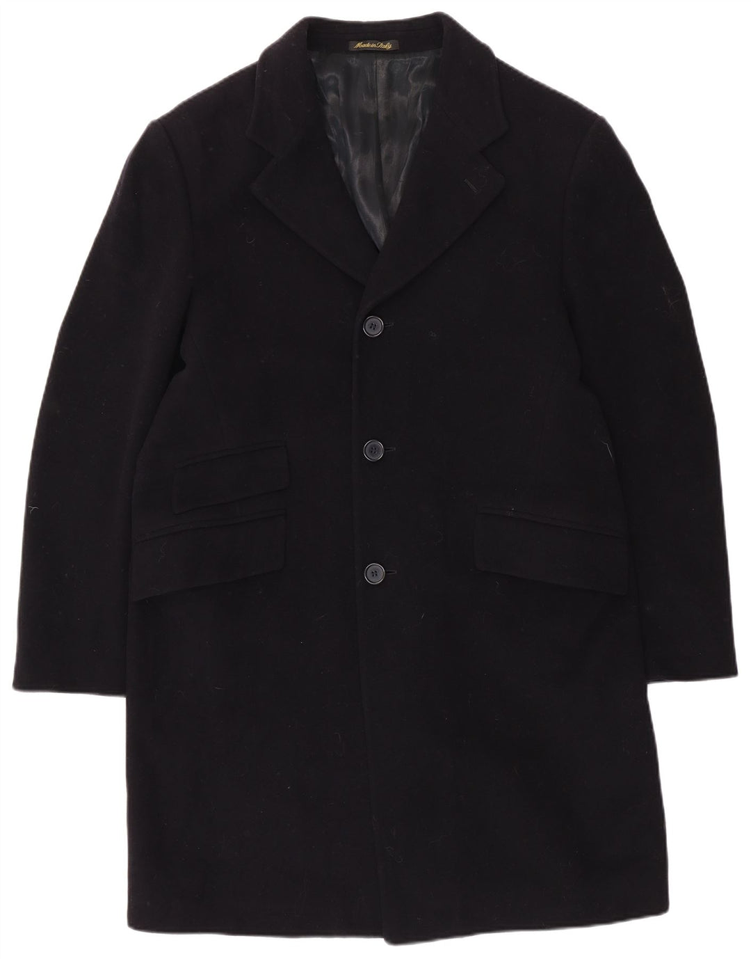 ВИНТАЖНОЕ мужское пальто UK 40, большое темно-синее шерстяное пальто