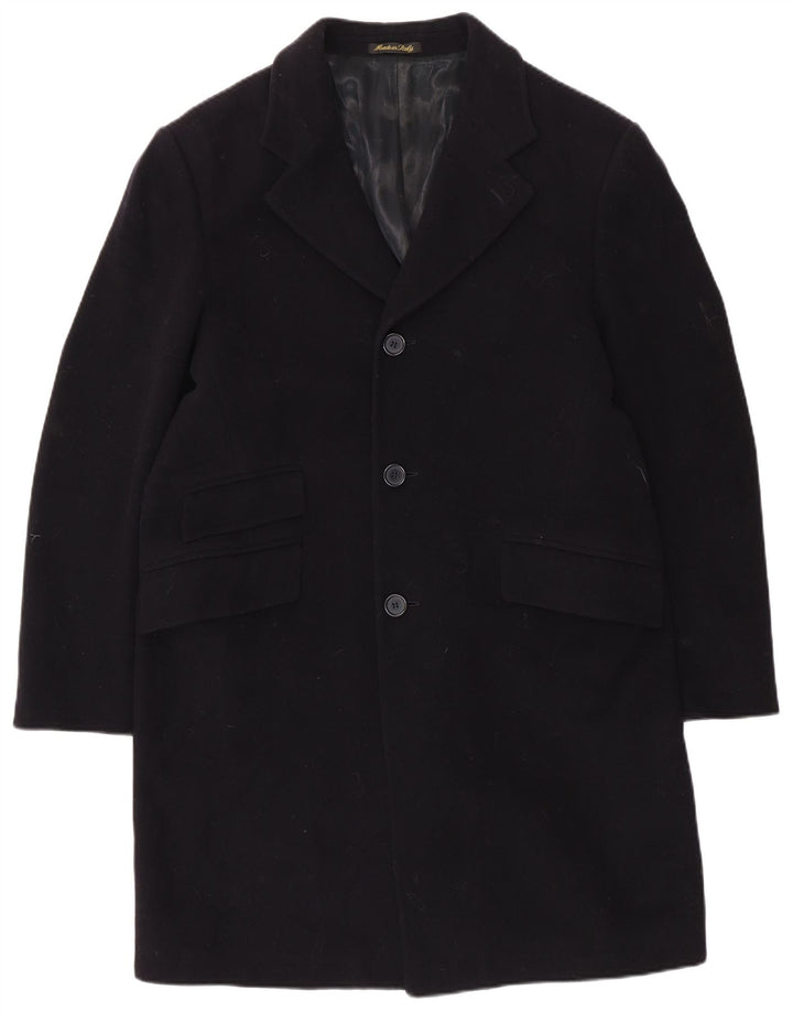 ВИНТАЖНОЕ мужское пальто UK 40, большое темно-синее шерстяное пальто