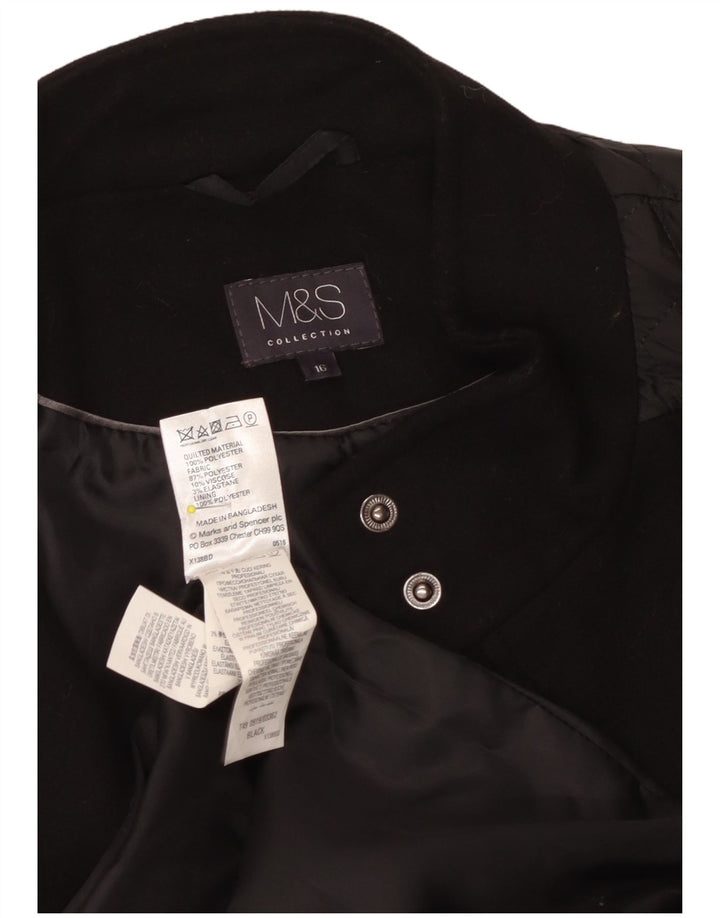 Женское стеганое пальто Marks & Spencer UK 16, большое черное полиэстер