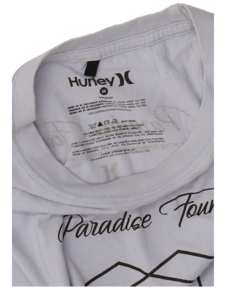 Мужская футболка с рисунком HURLEY, хлопковый топ среднего синего цвета