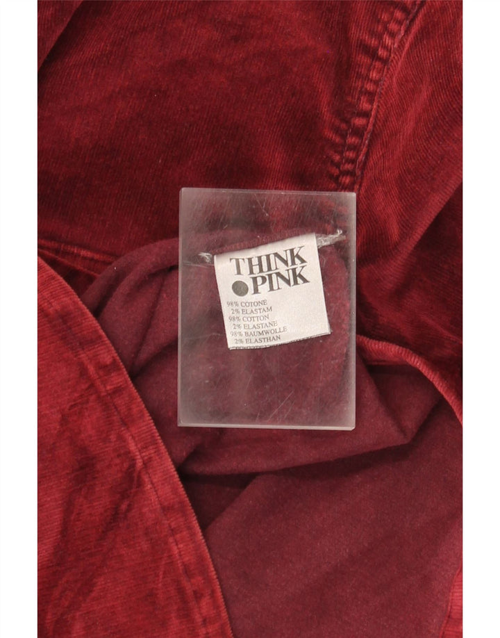 Think Pink Женская вельветовая рубашка UK 14 Средний бордовый хлопок